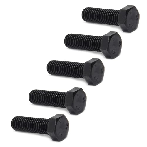 Image of Carbon Steel Hex Screw Bolts Hex Drive Fastener Rustproof Fully Threaded Metric Cap Bolts Black M14x45mm 5Pcs