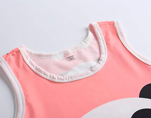 Myfav Big Girls Sleeveless Pajama Sets Cute Panda Polka Dot Sleepwear Loungewear (Panda, 6 Years) #TOP2