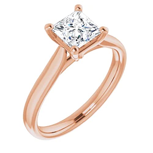 925 Silver,10K/14K/18K Solid Rose Gold Handmade Engagement Ring 1.5 CT Princess Cut Moissanite Diamond Solitaire Wedding/Gorgeous Gifts for/Her Wife Ring2