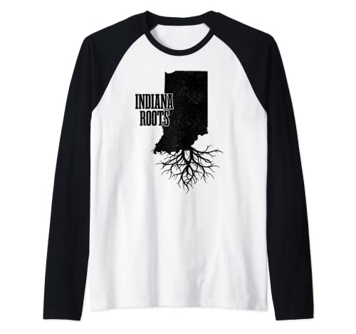 Indiana Roots Vintage USA Patriotic Pride State - Mapa de regalo Camiseta Manga Raglan