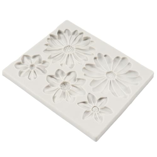 Flower Blossoms Silicone Mold Daisy Chrysanthemum Flower Fondant Mold for Cake Decoration Chocolate Cupcake Topper Candy Sugar Craft Polymer Clay Gum Paste