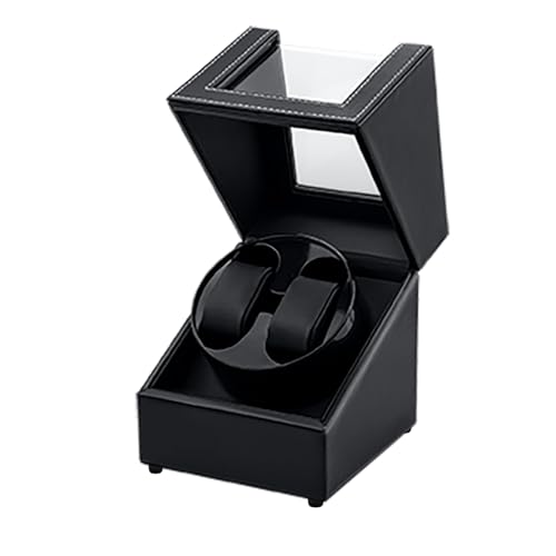 Mcbazel Uhrenbeweger 2 Uhren, Watch Winder für Herren und Damen USB-C Aufladung Uhrenbeweger Automatik TPD 970-2430 Zwei Wickelschwingmodi für Automatikuhren PU Leder - Schwarz