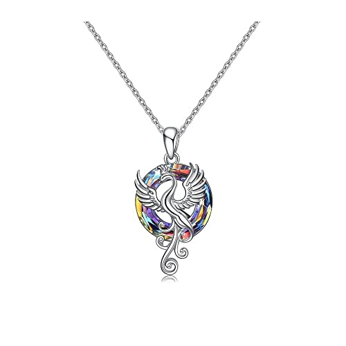 Dainty Phoenix Pendant Necklace Shining Crystal Phoenix Good Luck Necklace for Women Jewelry