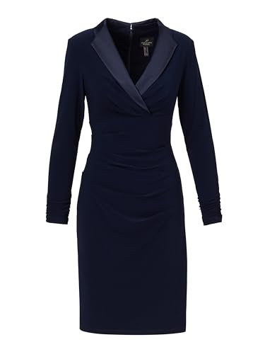 Image of Adrianna Papell Stretch Jersey Tuxedo Cocktail Dress with Shawl Collar