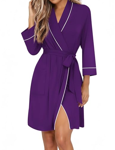 Ekouaer Women Robes Bathrobe Short Kimono Robe Soft Bathrobes with Pockets