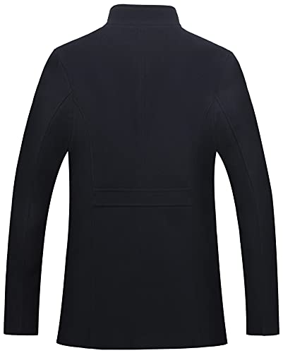 WULFUL Men’s Wool Blend Winter Coat Slim Fit Short Trenchcoat Warm Business Jacket with Detachable Soft Wool Scarf2