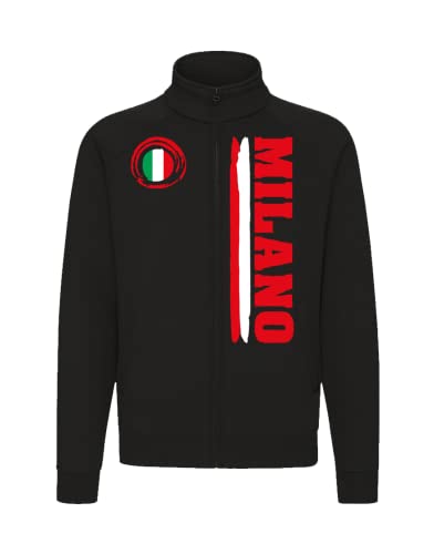 Sudadera Milano Full Zip - Chaqueta Milán Ciudad Sport Varios Colores Tifosis Fútbol Ultras - Tallas de la S a la XXL, Negro , L