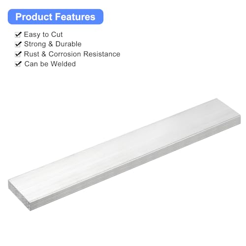 Image of uxcell Square Aluminum Flat Bar, 3 /8 inch Thick 1.6 inch Width 10 inch Length Square Aluminum Bar 6061 Aluminum Flat Plate, 10 x 40 x 254mm T6511 Solid New Mill Stock for Industrial Building