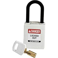 Cadenas Longue Tige Brady (NYL RED 38ST KD) Cadenas De Condamnation SafeKey Nylon Avec Anse En Acier 38.00 Mm Rouge KD Clé Différente 1 Pièce(s Cadenas Clé