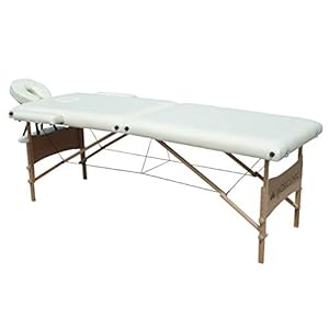 Mobiclinic, Light, inklapbare fysiotherapie-ligstoel, massagetafel, massagebed, hoofdsteun, massage, draagbaar, hout, 186×60 cm, crèmekleur