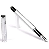 Low Budget Beautiful Silver JJ Rollerball Pen - Black Ink Refill Medium Tip Point