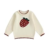 Toddler Strawberry Sweater Baby Girl Knit Top Long Sleeve Cherry Sweater Knitted Pullover Infant Fall Winter...