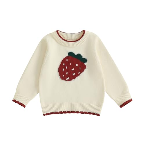 Toddler Strawberry Sweater Baby Girl Winter Clothes Strawberry Knit Pullover Long Sleeve Knit Sweater Fall Outfits