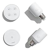 LoraTap Remote Control Light Socket, Wireless Light Switch for Pull Chain & Bare Fixtures, Wall Mount, 100ft Range for Closet, Basement & Garage, E26 E27 Adapter, No Wiring (1 Remote + 2 Sockets)