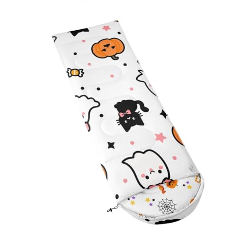Feelyou Sleeping Bag Halloween Haunted House Kids para Camping, rectangular, capacidad individual, color Blanco, Negro y Naranja miniatura 3