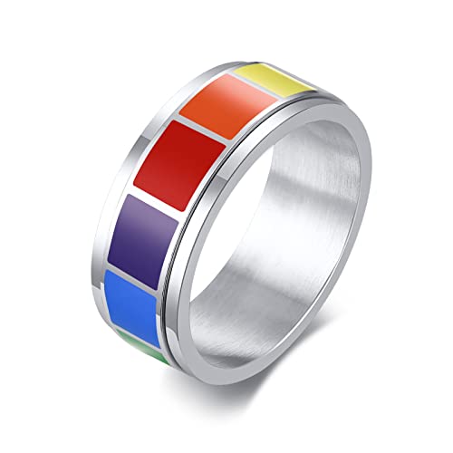 LGBT Gay Pride Spinner Ring for Men and Women