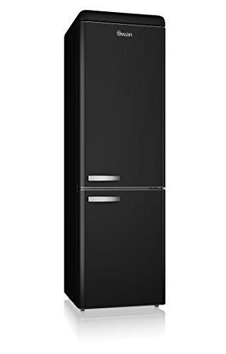 Swan SR11020BN, Freestanding Retro Fridge Freezer 70/30, A+ Rated, 300 Litre, Matt Black