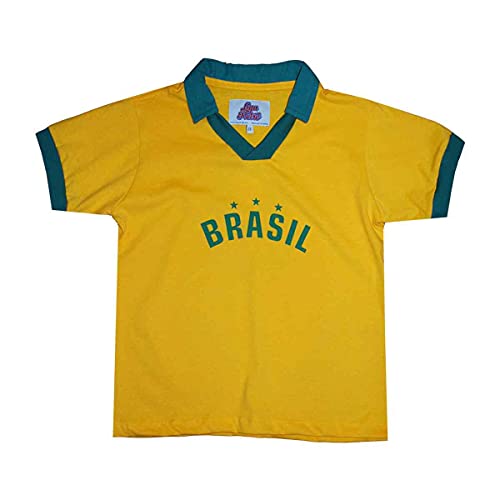 Camisa Polo Brasil Liga Retrô Infantil Amarela 6 1 Camisa Polo Brasil Liga Retrô Infantil Amarela 6