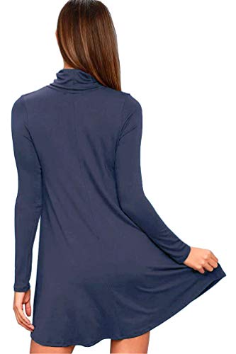 Image of KEEDONE Women's Long Sleeve Turtleneck Casual Loose T-Shirt Dresses