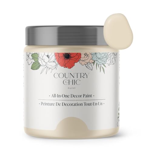 Country Chic All-in-One Chalk Paint for Furniture, Cabinets, Home Decor, Eco-Friendly, Matte Finish, Built-In Primer & Top Coat for Wood, Metal - Cheesecake (Off White) - 8 oz (237 ml)