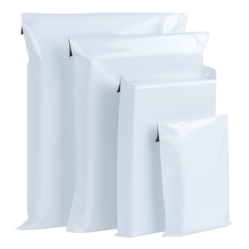 100pcs versandbeutel, Ilauke versandtüten für kleidung, 4 Größen Versandtaschen aus Kunststoff Reißfest Blickdicht,verpackungstüten mit Selbstklebendem Verschluss