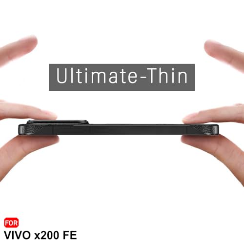 Image of TheGiftKart Hybrid Ultimate Slim Back Case Cover for Vivo X200 FE 5G | Lightweight Profile | Hard Back Case Cover for Vivo X200 FE 5G (PC & TPU, Metal Camera Ring, Leather Texture Finish, Black)