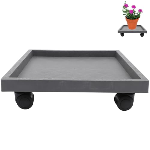 ROMISBABA 1Pc Moveable Flowerpot Holder with Wheels Durable Resin Planter Tray for Easy Use Prevents Water Damage Stylish Design Model