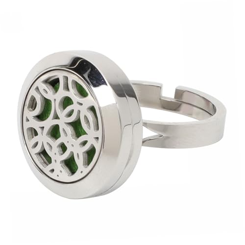 MAJORMENCH Anillo Ajustable de Acero Inoxidable para Aceites Esenciales Joyería Unisex de Moda Difusor de Aromas Diseño Abierto y Ligero para Uso Diario y Eventos