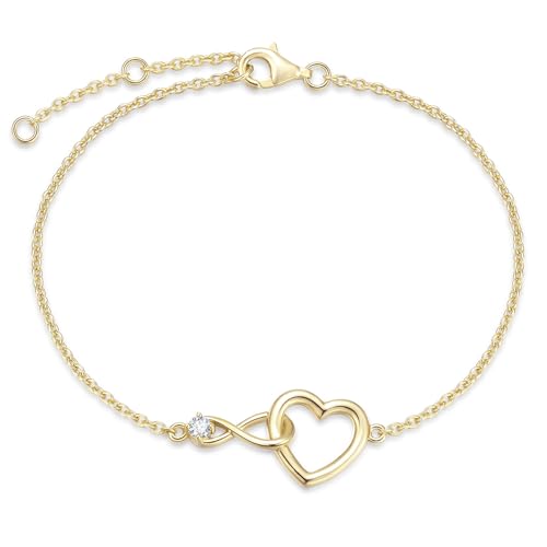 FANCIME 14K Real Solid Gold Infinity Love Heart Jewelry with Moissanite Necklace Bracelet Birthday Gifts for Women Girls Mom Daughter Her