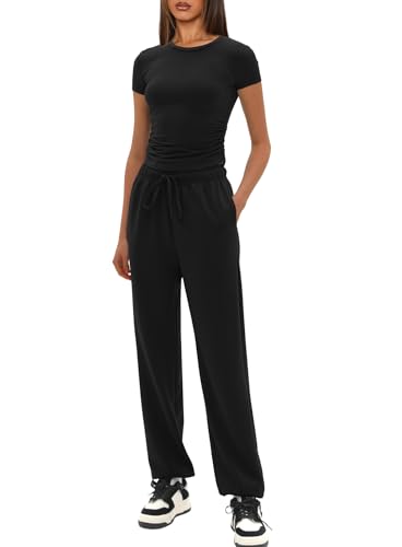Darong Two Piece Outfits for Women Lounge Sets Modal Top Shirt Sweatpants Sweatsuits Set with...