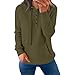 Kenhansion Womens Casual Button Down Hoodies Drawstring Long Sleeve Pullover Hooded Fall Fashion Sweatshirt Outfits Clothes (Green,Medium)