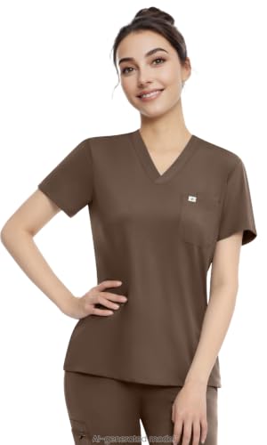 Image of Athletic Scrub Tops for Women, V-Neck Stretch Nurse Uniform