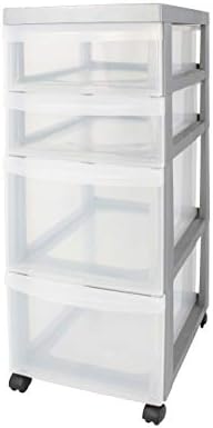 Iris Ohyama, Storage chest, tower, 3 drawers of 15 L, with wheels, ergonomic handles, office, bathroom, living room - Design Chest DC-303 - Grey