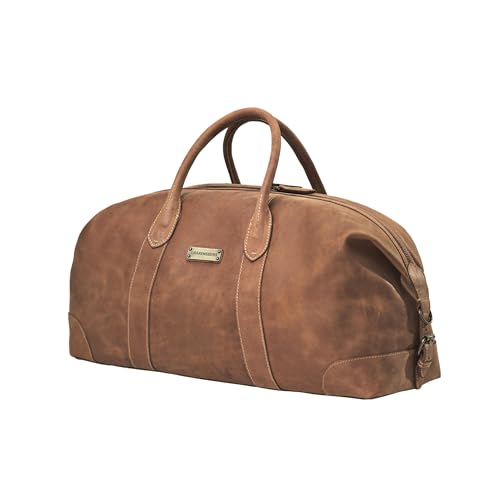 DRAKENSBERG Leder Weekender 'David' (55cm) Reisetasche Herren Damen, Vintage Design, erweiterbar | 45L, Havanna-Braun, DR00306-M