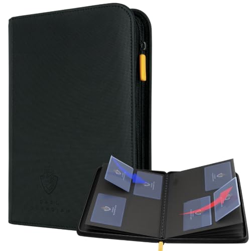 Image of Card Guardian - 4 Pocket Card Binder for 160 Cards (Black) | Zipper Closure and Side Loaded Pockets | Compatible with Trading & Sports Cards including Magic the Gathering, Yugioh, Baseball Cards