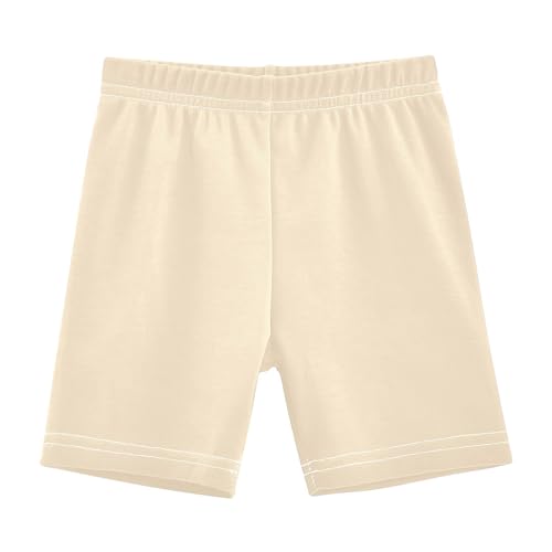CHIFIGNO Girls Bike Shorts Cartwheel Shorts Kids Breathable Dance Short for Under Dress Blanched Almond 5T