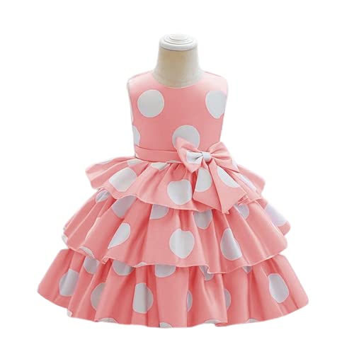 Image of Niren Enterprise Girl's Polka Dot Pattern Satin Blend Frock Dress with Sleeveless Round Neck Knee Length and A-Line Pull On Closure Type