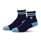 For Bare Feet NBA MEMPHIS GRIZZLIES Cozy Two Stripe Quarter Sock Team Color OSFM