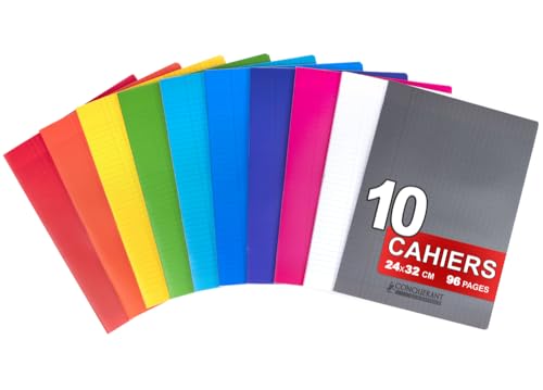 Cahiers 24x32 cm Seyès Conquérant à couverture de couleurs assorties