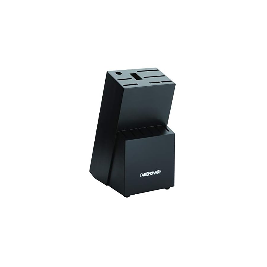 Farberware-15-Piece-Stamped-Stainless-Steel-Knife-Block-Set-High-Carbon-Stainless-Steel-Kitchen-Knife-Set-with-Ergonomic-Handles-Razor-Sharp-Knives-with-Wood-Block-15-Piece-Black-2 Farberware 15-Piece Stamped Stainless Steel Knife Block Set, High-Carbon Stainless Steel Kitchen Knife Set with Ergonomic Handles, Razor-Sharp Knives with Wood Block, 15-Piece, Black 2