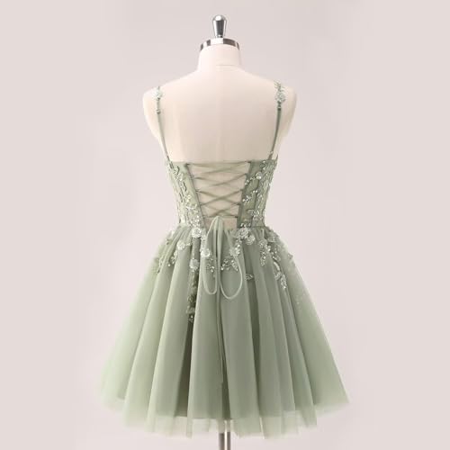 Lace Applique Tulle Homecoming Dresses for Teens Sparkly 3D Flower Short Prom Dress Sequin Quinceanera DAMA Dress4