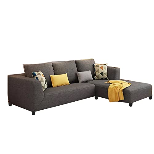 Image of Galib RHS 4 Seater L Shape Sofa Set for Living Room (Black Fabric)