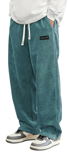 PADOLA Cordhose Herren Baggy Jogginghose Elastische Taille mit Kordelzug Cargohose Gestrickte Arbeitshosen mit Taschen Casual Hip Hop Y2K Hosen Weites Bein Lange Trainingshose (4 Türkis, S) PADOLA Cordhose Herren Baggy Jogginghose Elastische Taille mit Kordelzug Cargohose Gestrickte Arbeitshosen mit Taschen Casual Hip Hop Y2K Hosen Weites Bein Lange Trainingshose (4 Türkis, S)