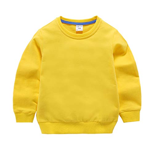 Girls Boys Solid Sweatshirt Kids Long Sleeve Cotton Thin Pullover Toddler Baby Tops Blouse 1-8 Years (Yellow, 5T)