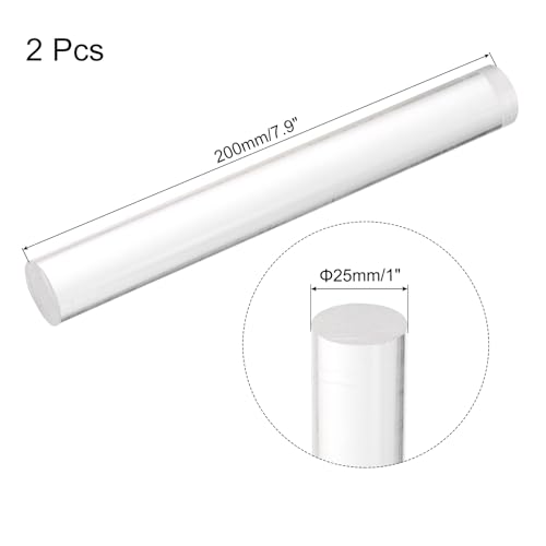 Image of MECCANIXITY 2pcs Acrylic Round Rods 1 inch x 8 inch Clear Acrylic Dowel Rods Sticks Plastic Sticks Strip for DIY Crafts Lighting Gardening Decoration - 25mm x 200mm
