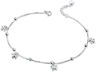 Dangle Butterfly Anklets 925 Sterling Silver Adjustable Sexy Beads Beach Foot Ankle Bracelet Chain for Women Teen Girls Cute Animals Fashion Gifts Charm Jewelry Birthday Valentine's Day Girlfriend