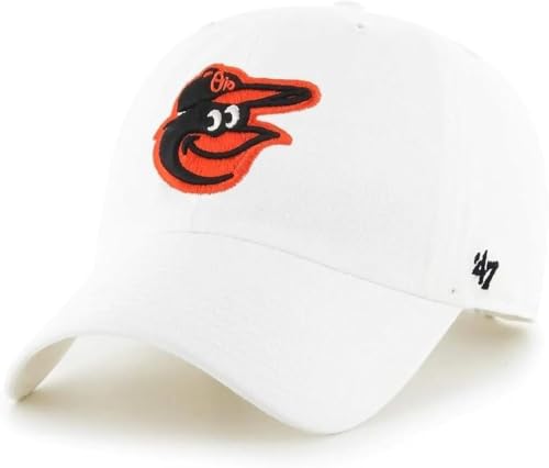 47 MLB Unisex-Adult Alternate Color Clean Up Adjustable Hat Cap - One Size (US, Alpha, One Size, Baltimore Orioles - White)