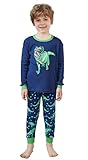 HIKIDS Jungen Schlafanzug Dinosaurier Langarm Zweiteiliger Schlafanzug Kinder Herbst Winter Bekleidung Nachtwäsche Dino Pyjama Set 128
