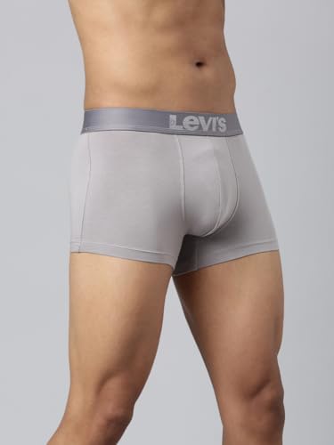 Image of Levi's 032A Trunk for Men | Supima Modal Lycra Blend | Breathable Solid Men's Underwear | 4-Way Stretch | Anti-Roll No-Dig Waistband | No Ride-Up Mid Length Fit | Stay Retention | Pack of 1