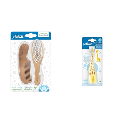 Image of Dr. Brown's Baby Brush + Comb & Infant-to-Toddler Giraffe Training Toothbrush, 0-3 Years